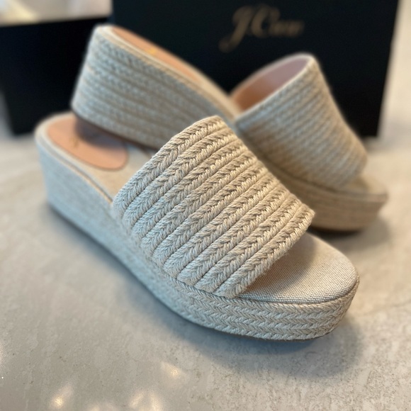 J Crew natural platform slides sz 8 - Picture 1 of 5